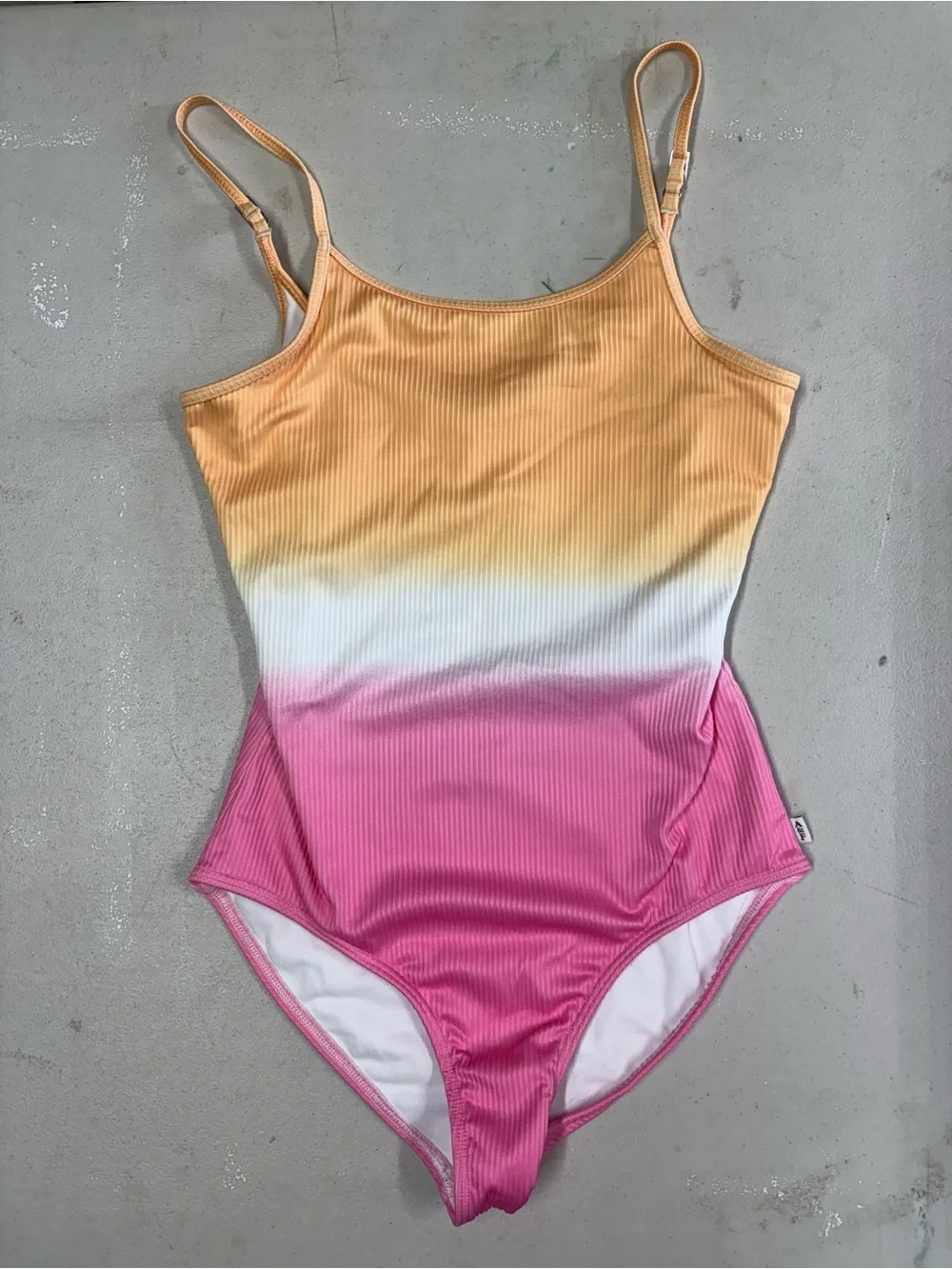 Abercrombie & Fitch Girls Ombre One-Piece Swimsuit in Peach, White & Pink